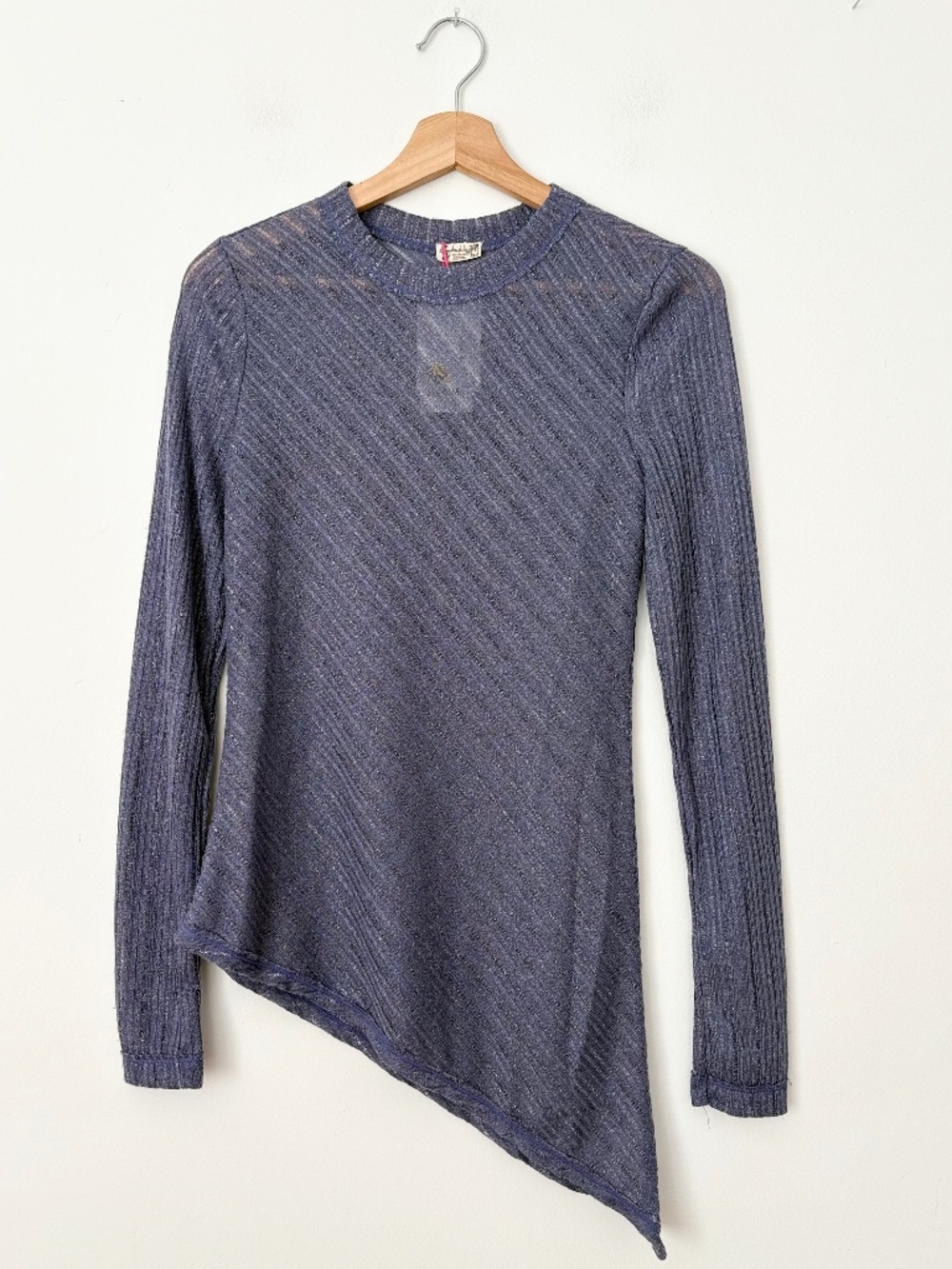 Free people sheer asymmetric sparkly top